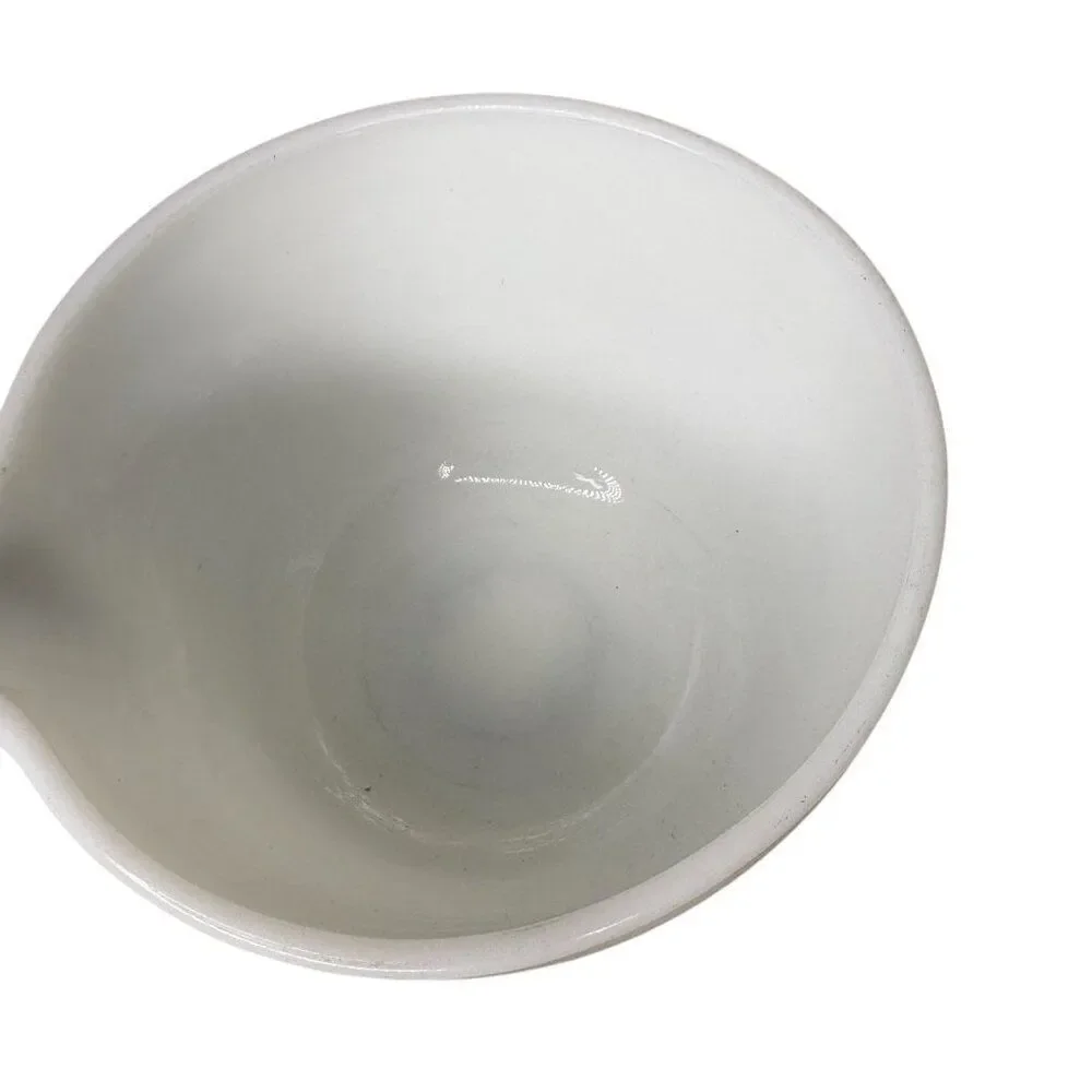Pyrex Hamilton Beach White Glass Ribbed Mixing Bowl #7 Pour Spout 6 Cups